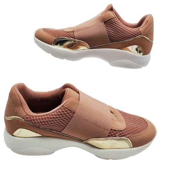 Shoedazzle Kloie Shoes Womens Size 6 Coral Pink Gold Accents Slip Ons - Picture 6 of 11